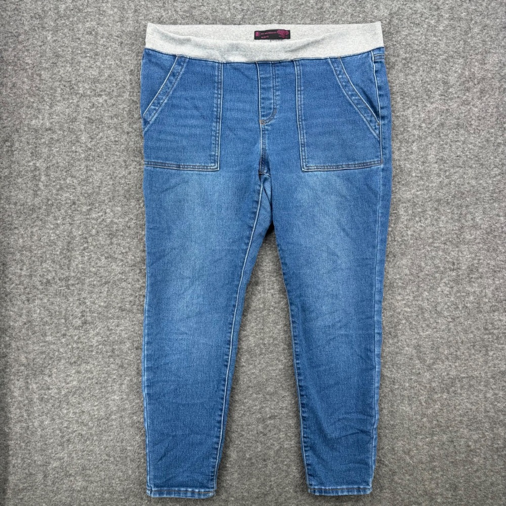 No Boundaries Women XL 15-17 Blue Patch Pocket Pull On Skinny Jeans Medium Wash